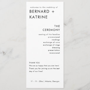 Modern Minimal Wedding Program Order Of Events