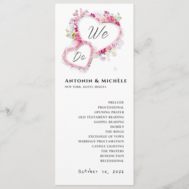 Modern Minimal Wedding Program Order Of Events (Front)