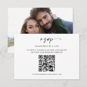 Modern Minimal Wedding QR Code Photo RSVP Card
