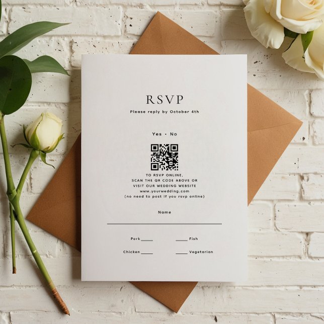 Modern Minimal Wedding Qr Code RSVP Card (Creator Uploaded)