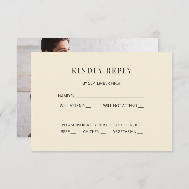 Modern Minimal Wedding RSVP Card Photo on Back (Front/Back)