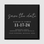 Modern Minimal Wedding Save the Date Magnet<br><div class="desc">A simple modern save the date card. Personalize this minimalist black and white design to have your personal details and message.</div>