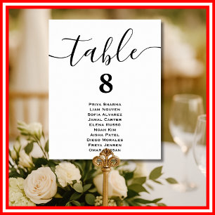 Modern Minimal Wedding Table Seating Chart Cards