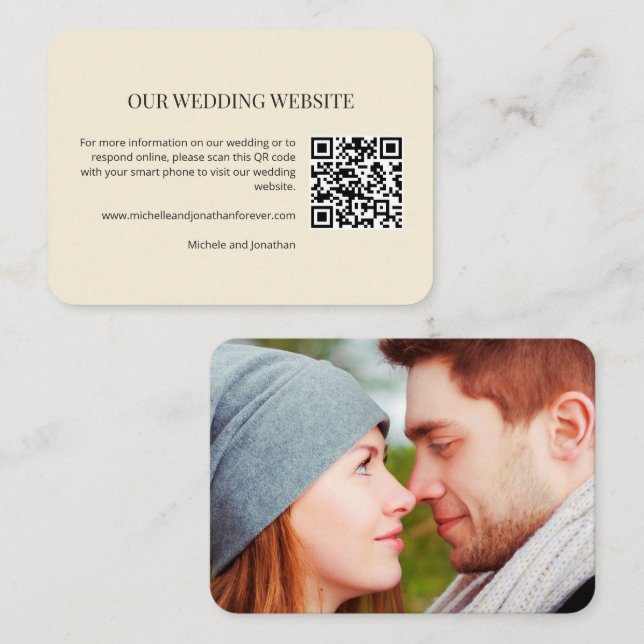Modern Minimal Wedding Website QR Code Insert Card (Front/Back)