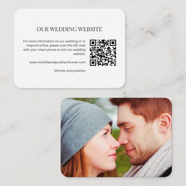 Modern Minimal Wedding Website QR Code Insert Card (Front/Back)