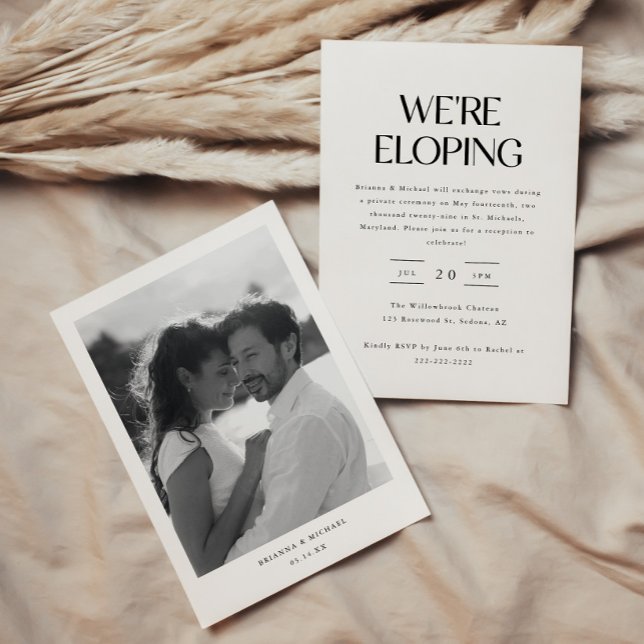 Modern Minimal "We're Eloping" Wedding Reception Invitation (Creator Uploaded)
