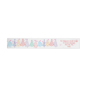 Modern Minimal Whimsical Christmas Doodle Wrap Around Label