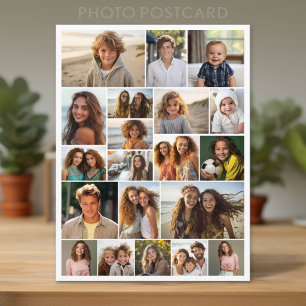 Modern Minimal White - 20 Photo Collage Postcard