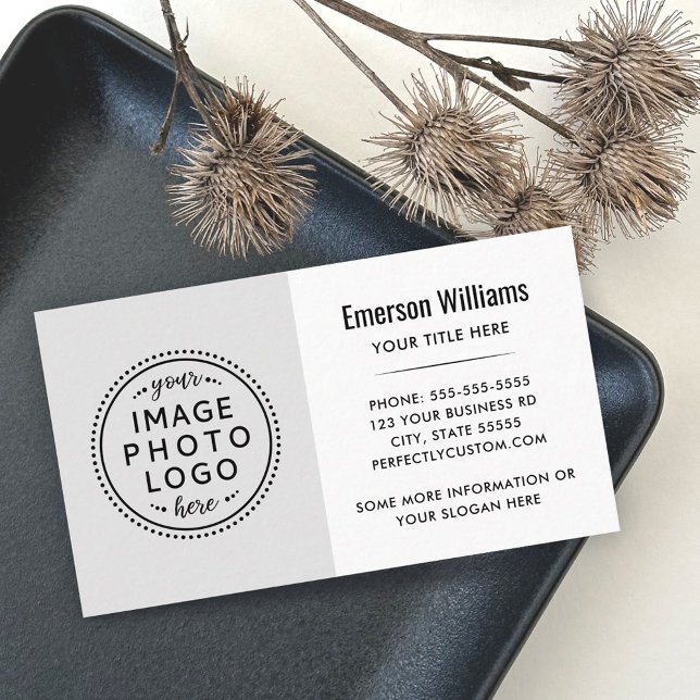 Modern minimal white and light grey custom logo business card (Creator Uploaded)