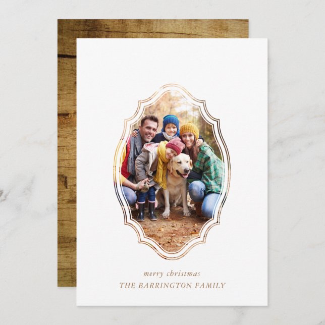 Modern Minimal White And Wood Photo (Front/Back)