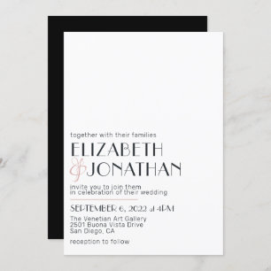 Modern Minimal White Black Wedding Invitation