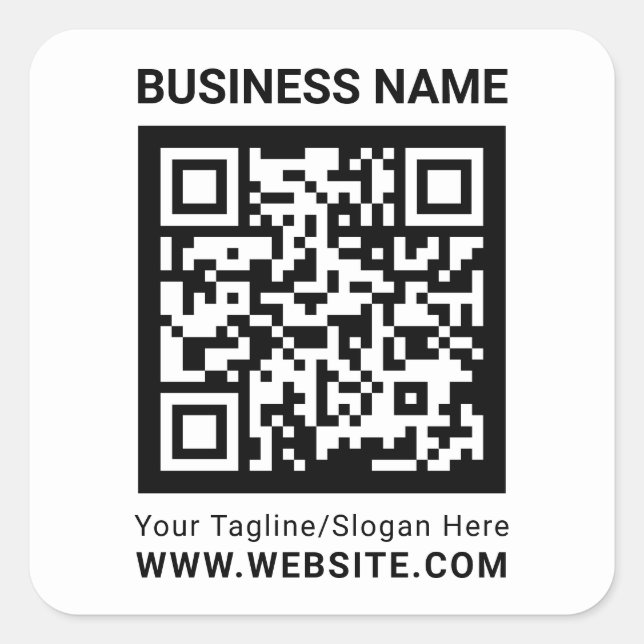 Modern minimal white custom QR code professional Square Sticker (Front)