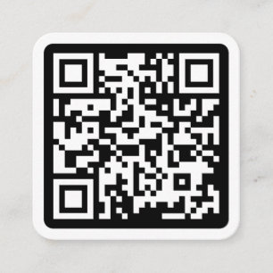 Modern minimal white custom QR code social media Square Business Card