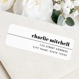 Modern minimal white return address
