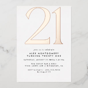 Modern Minimal   White & Rose Gold 21st Birthday