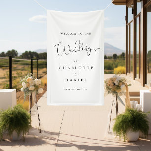 Modern, minimal, white wedding banner