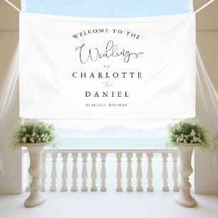 Modern, minimal, white wedding banner