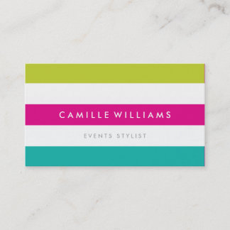MODERN MINIMAL wide stripe pattern bright colourfu Business Card