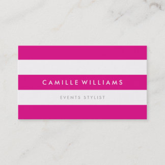 MODERN MINIMAL wide stripe pattern bright hot pink Business Card