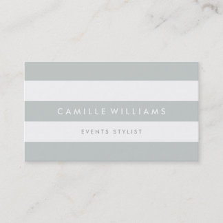 MODERN MINIMAL wide stripe pattern cool grey white Business Card