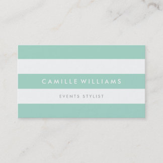 MODERN MINIMAL wide stripe pattern cool mint white Business Card