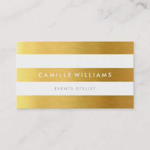 MODERN MINIMAL wide stripe pattern gold foil look Business Card