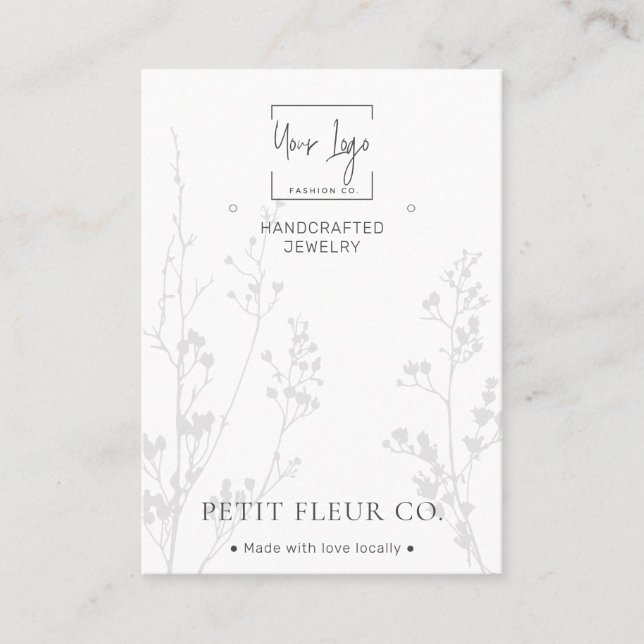 Modern Minimal Wildflowers QR Jewellery Display Ca Calling Card (Front)