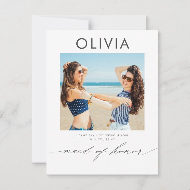 Modern Minimal Will You Be My Maid of Honour Photo (Front)