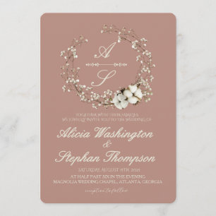 Modern Minimal Winter Floral Wedding Invitation