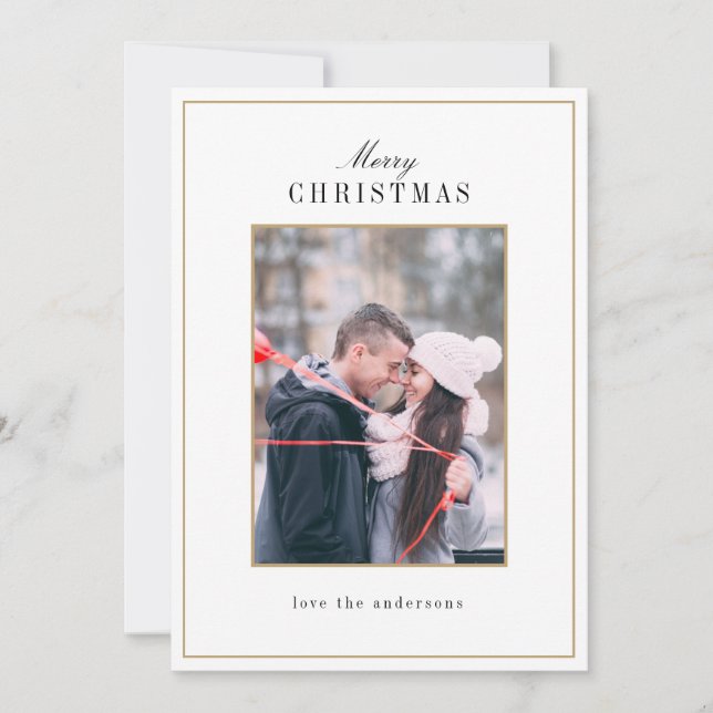 Modern Minimal Winter Photo Holiday Card (Front)