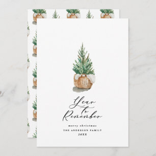 Modern minimal year to remember Christmas tree Holiday Card