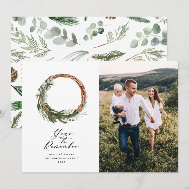 Modern minimal year to remember holiday botanical (Front/Back)