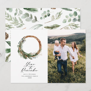 Modern minimal year to remember holiday botanical card