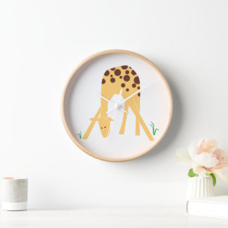 Modern Minimal Yellow Giraffe, 10" Round Clock
