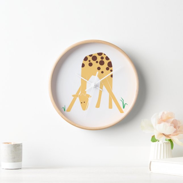 Modern Minimal Yellow Giraffe, 10" Round Clock (Home)