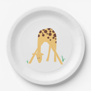 Modern Minimal Yellow Giraffe Baby Shower Birthday Paper Plate