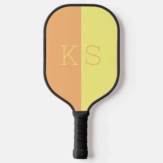 Modern Minimal Yellow & Orange Monogram Pickleball Paddle (Back)