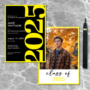 Modern Minimal Yellow Typography Graduation Party Invitation