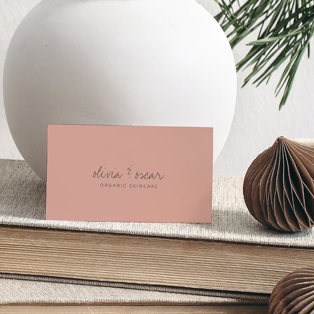 Modern MinimalHandwritten Script Dusty Rose Grey Business Card (Creator Uploaded)