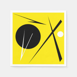 Modern Minimalism Abstract Art Yellow Black White Napkin