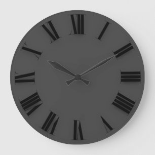 Modern Minimalism Black Grey Roman Numbers Large Clock