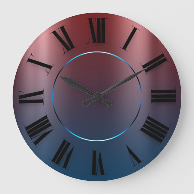 Modern Minimalism Burgundy Maroon Roman Numbers Large Clock (Front)