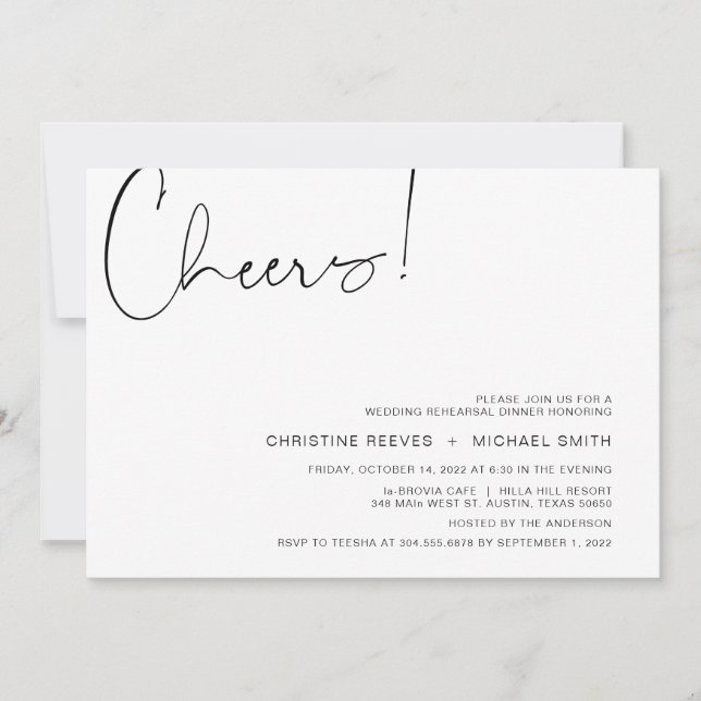 Modern Minimalism Casual Script Rehearsal Dinner Invitation (Front)