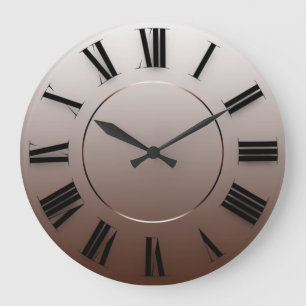 Modern Minimalism Coffee Ombre Roman Numbers Large Clock