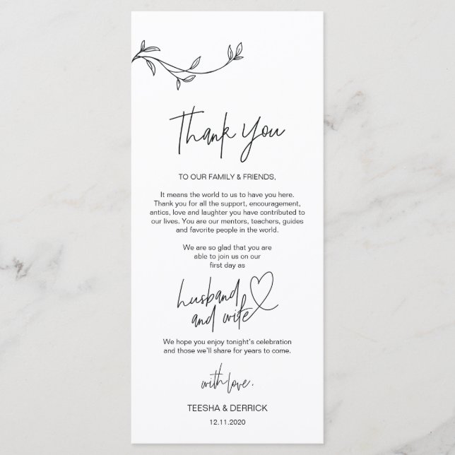 Modern Minimalism Place Setting Thank You Card (Front)