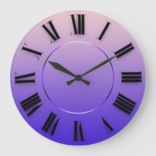 Modern Minimalism Purple Roman Numbers Large Clock