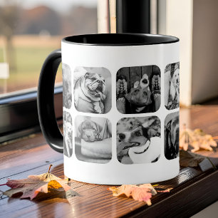 Modern Minimalist 12 Photo App Grid Collage Mug