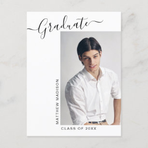 Modern Minimalist 1 Photo Graduation Announcement Postcard