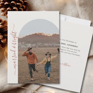 Modern Minimalist 1 Photo Married & Bright     Thank You Card