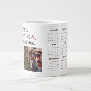 Modern Minimalist 2025 Custom Photo Calendar  Large Coffee Mug